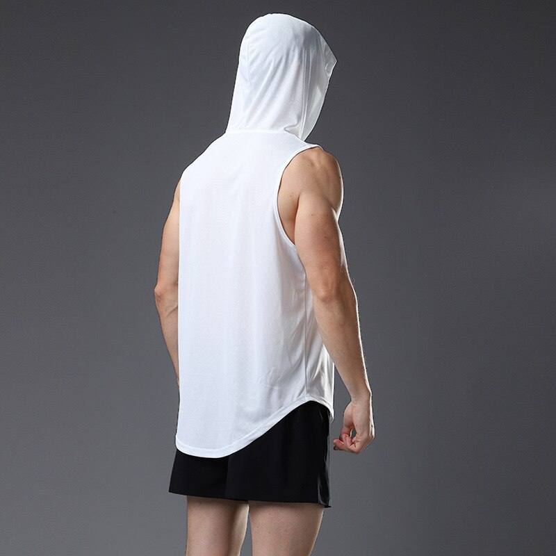Sport Vest Mannen Zomer Sneldrogende Losse Fitness Fietsen Basketbal Training Hooded Fitness Vest
