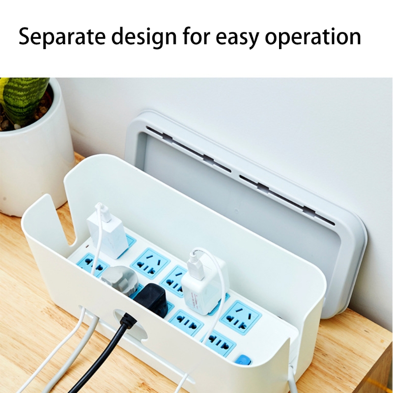 Cable Management Box Charger Socket Adapters Power Strips Wire Storage Case Hide Bin Desk Organizer with Phone Stand