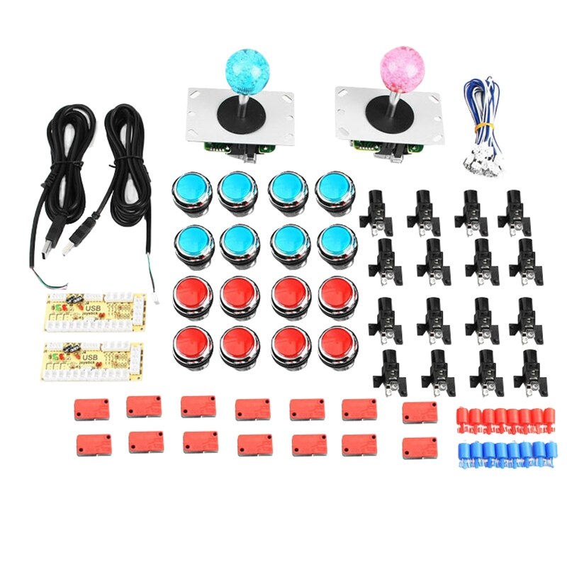 FFYY-DIY Arcade Kit 2x Players USB Encoder to Joystick PC Games Joystick for Mame KOF SNK Fighting Games