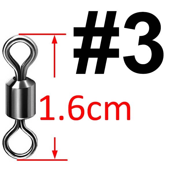 50 st lagerswivel fiskekoppling rostfritt stål karpfisketillbehör tackle snäppfiskkrok bete solid ring swivel: 3