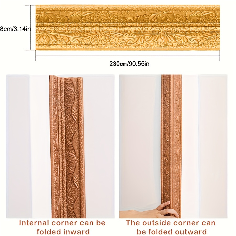 230cm Foam Wall Edge Strip Stickers Can be folded in half Self-Adhesive Waterproof Baseboard Corner Waist Line Sticker HomeDecor
