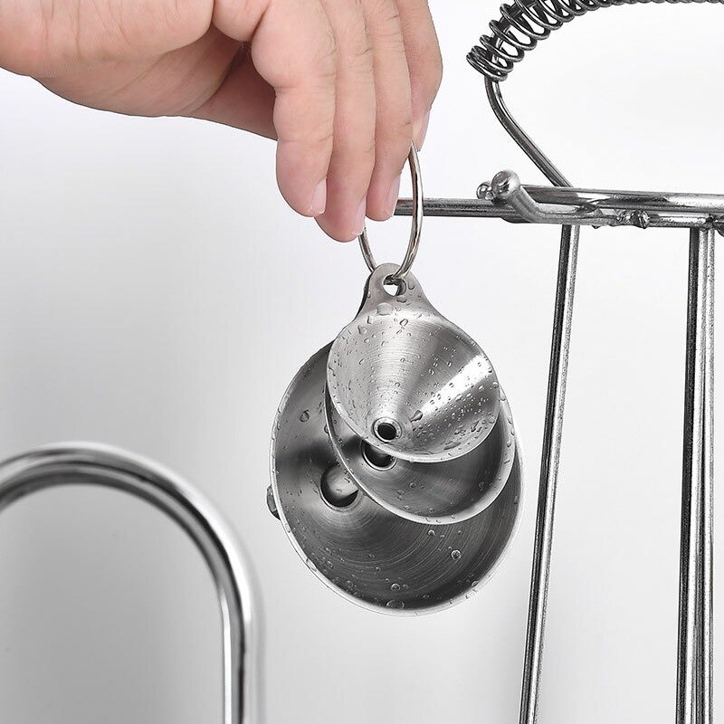 Juego de embudo pequeño de acero inoxidable 3 piezas Transferencia de aceites esenciales líquido filtro embudo para herramientas de cocina del hogar