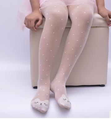 Ultra-thin Stockings Girl Pantyhose Bottom Pantyhose Children Candy Lace Dot Baby White Dance Stockings: 2 / 4-6T