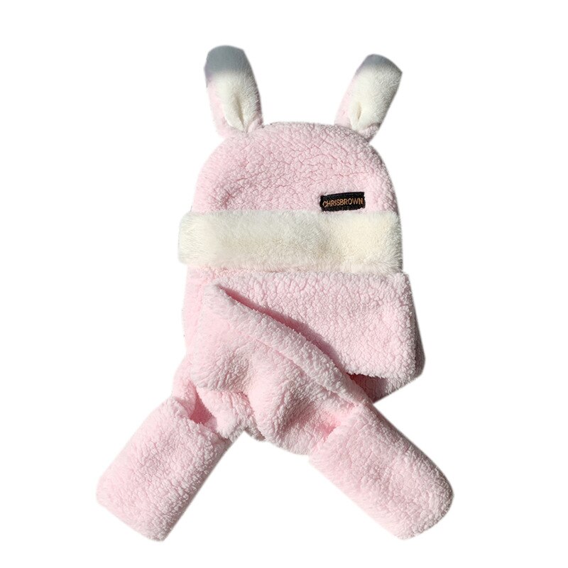 Jesienno-zimowa czapka dla niemowląt urocza dziewczyna chłopiec z aksamitną wiatroszczelną osłoną na szyję dla dzieci ocieplające głowę nauszniki