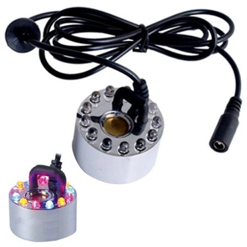 Jiguoor 12 led färgstarkt ljus ultraljudsdimmaskin dimma rena vatten fontän damm  dc 24v dimmaskin