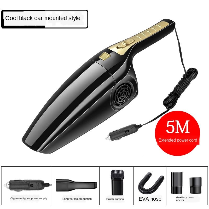 12V Car Vacuum Cleaner for Car Portable Vacuum Cleaner Handheld 100W Mini Car Vacuum Cleaner Auto Aspirador Coche: black A