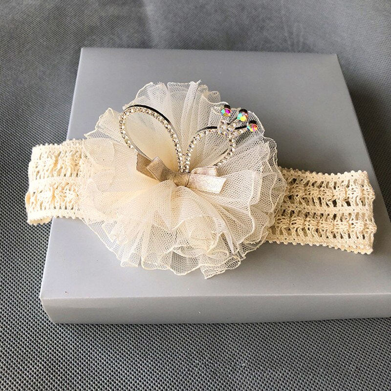 Infant Child Hair Band Three-dimensional Alloy Rhinestone Crown Headdress Baby Girl Mesh Elastic Headband: D