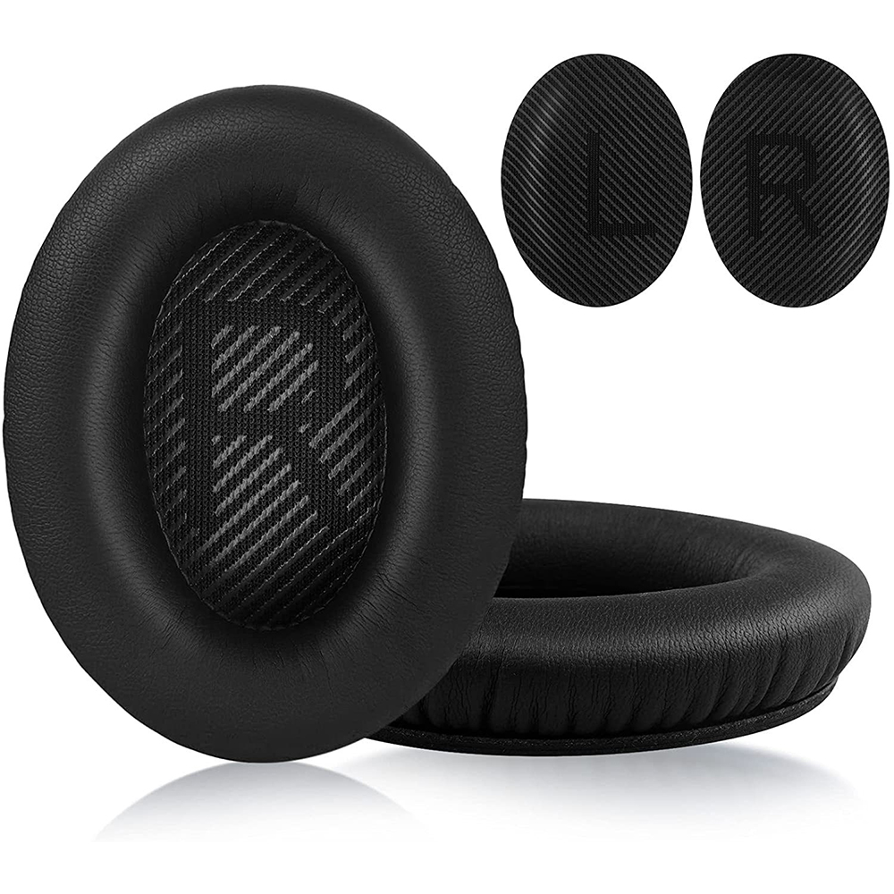 Almohadillas para auriculares BOSE QuietComfort 35II QC35, orejeras de espuma de cuero, fundas para auriculares, repuesto de espuma de esponja: Negro