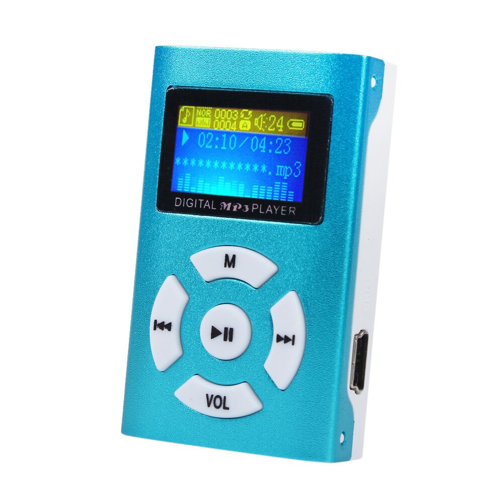 MP3 camiseta nueva venta de USB Mini reproductor MP3 pantalla LCD soporte 32GB Micro SD TF tarjeta deportivo compacto 605 #: B