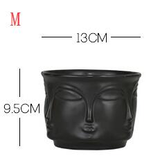 Nordic Facet gezicht Keramische bloempot Matte matte Goud Zilver Creatieve bloempot decoratie: M black