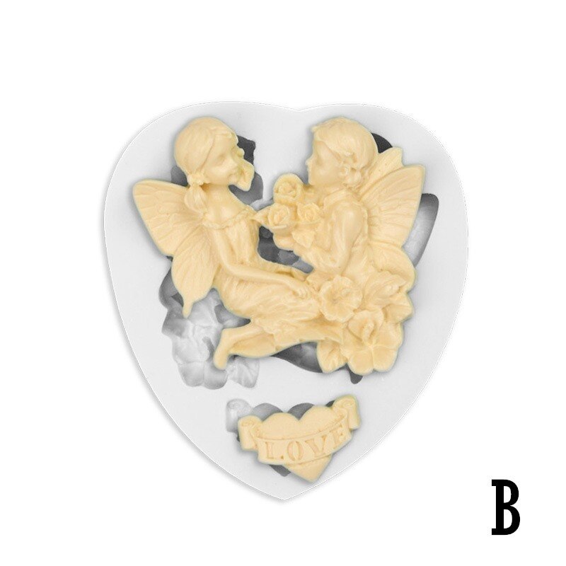 Trzymając kwiat róży anioł ręcznie formy silikonowe robić mydła epoksydowego formy masy cukrowej czekolady ciasto kryształ forma gipsowa