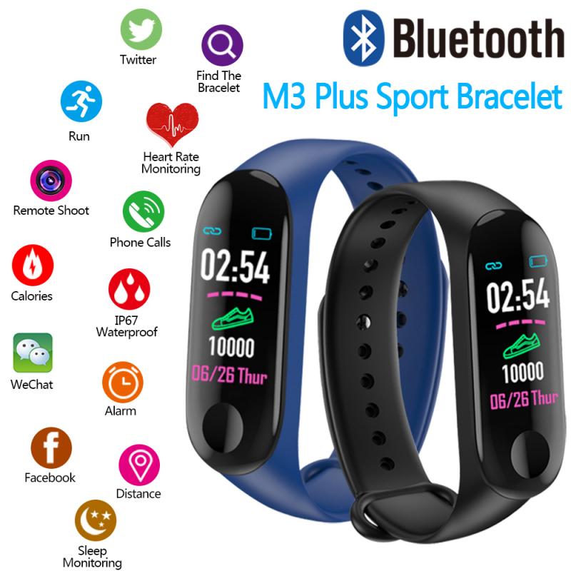 M3 Plus Smart Bluetooth Sports Bracelet Heart Rate Blood Pressure Sleep Monitor Fitness Tracker Waterproof Smart Band Wristband