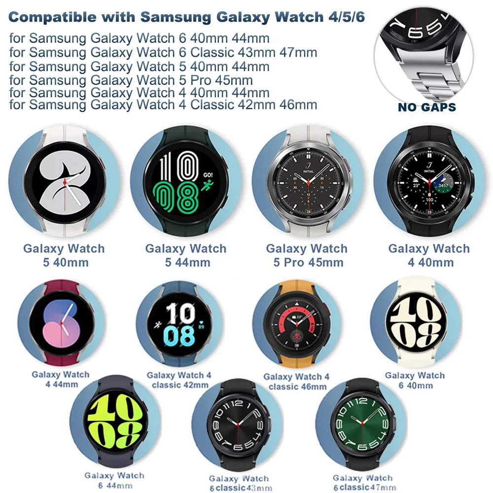 Quick Fit Connector für Samsung Galaxy Watch 6 5 4 10 44 mm für Galaxy Watch6 Classic 43 47 42 46 mm 2 Stück Edelstahl-Adapter