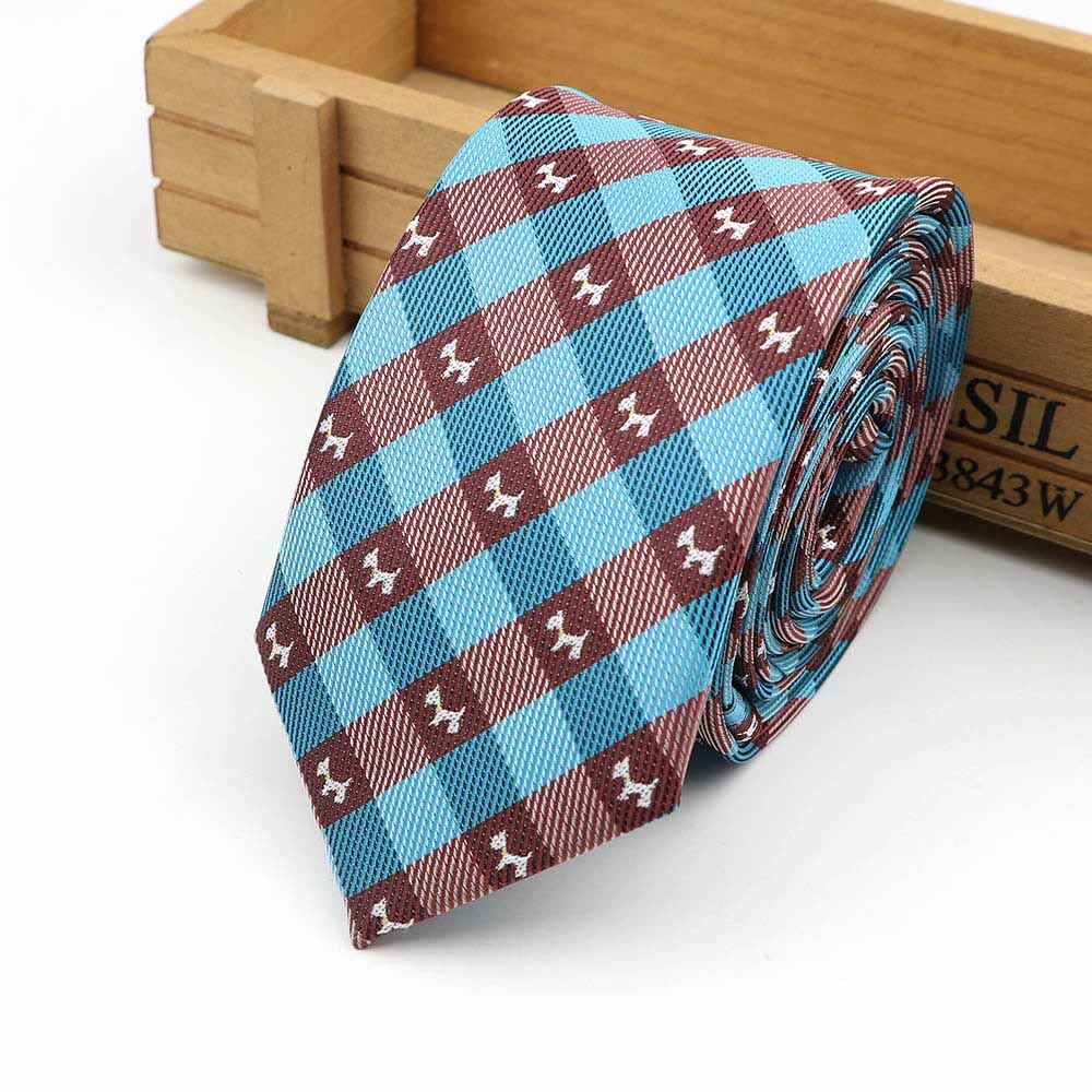 Sød tegneserie doggy jacquard slips 6cm smal afslappet polyester mandlig tynd slips business smoking shirt til mænd tilbehør: 6