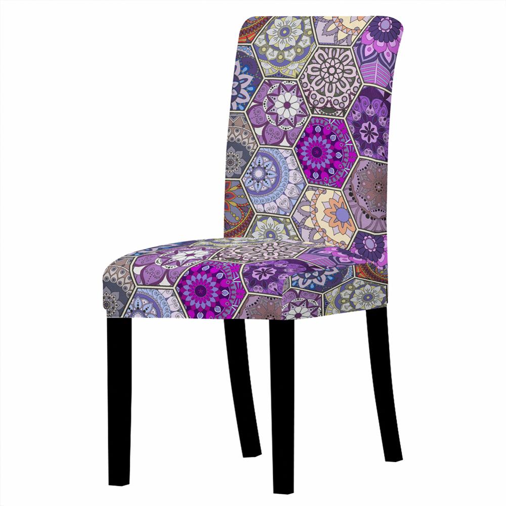 Funda para silla con estampado Floral de Mandala 3D, cubierta para sillas de comedor, espalda alta, decoración para fiestas y bodas