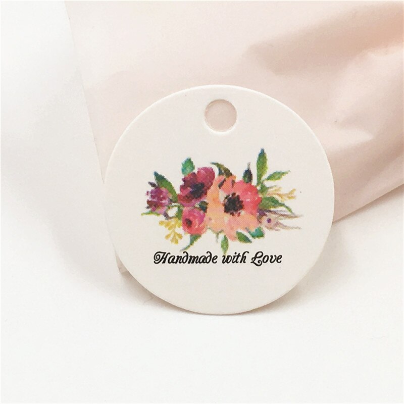 50 Stuks 3Cm Ronde Kledingstuk Kleine Papieren Etiketten Verpakking Decoratie Liefde Papieren Kaart Prijs Hang Tag