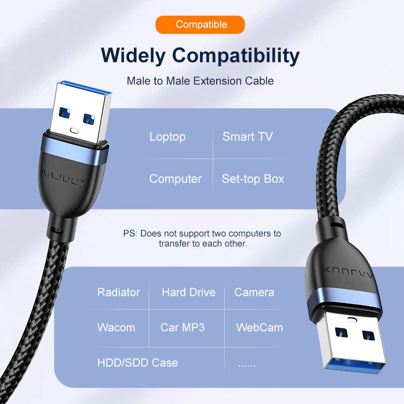 KUULAA cavo di prolunga da USB A USB tipo A da maschio A maschio USB 3.0 2.0 cavo di prolunga per radiatore Hard Disk TV Box cavo USB allunga