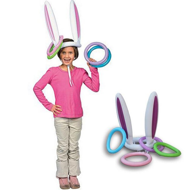 Plastic speelgoed opblaasbare konijn gooien ring speelgoed pak outdoor sport en vrije tijd activiteiten speelgoed