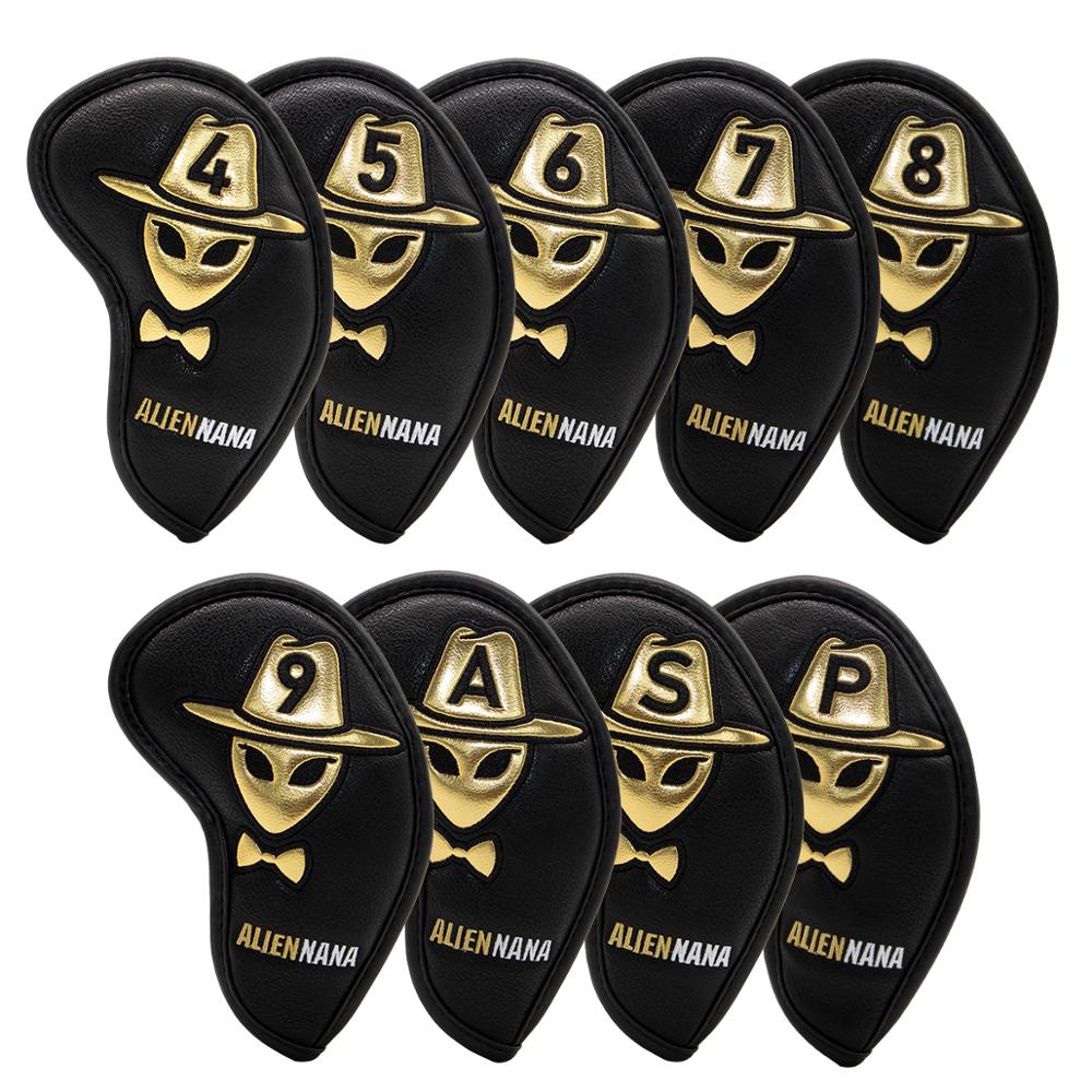 Golf iron head covers set Club Iron headcover Aliennana Golf iron club cover Gothic Cool Gold Aliennana 9pcs/set