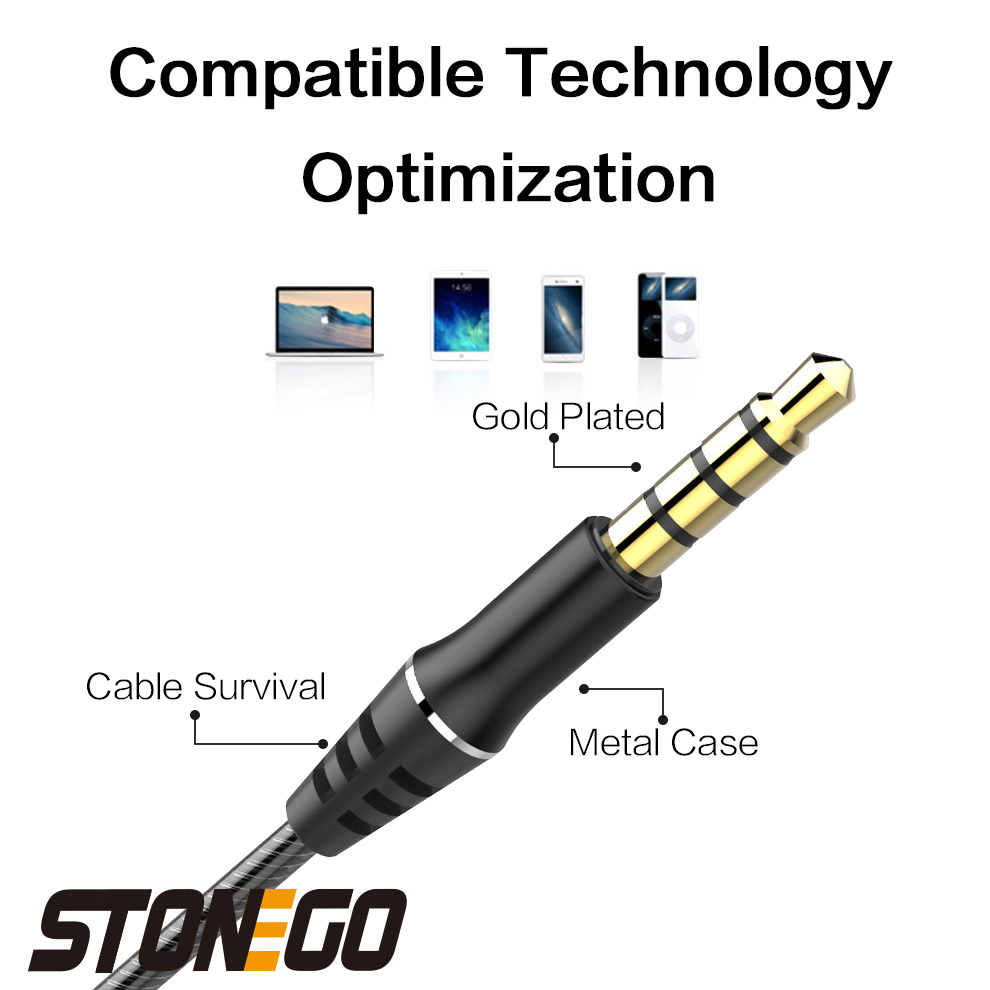 STONEGO podwójny sterownik słuchawki douszne słuchawki sportowe dynamiczne słuchawki mikrofon głośnomówiący dodatkowy bas radiowy 3.5mm Jack