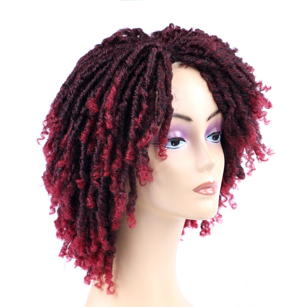 Qp Haar Dreadlock Perücke Geflochtene Twist Schwarz Braun Kurze Lockige Hitze Beständig Faser Synthetische Täglichen Party Dreadlocks Wigig