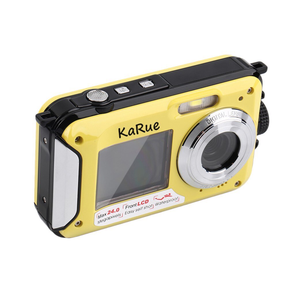 KaRue Digital Camera Waterproof Cam 2.7 inch TFT 24MP Max 1080P Double Screen 16x Digital Zoom Camcorder LCD Video Light Camera