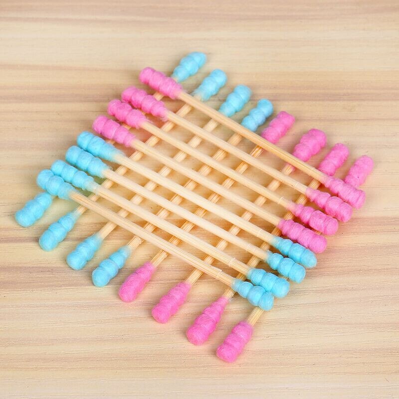 1Set/200PCS Bamboo Colorful Cotton Swab Wood Sticks Soft Cotton Buds Cleaning of Ears Tampons Pampons Health Beauty In Round Box