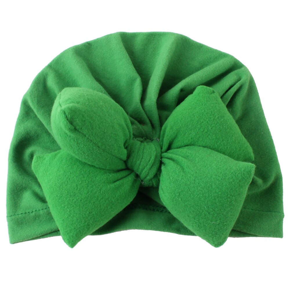Babytillbehör söta nyfödda flickor barn turban mjuk siden rosett mössa linda huvudbonad pannband: Grön
