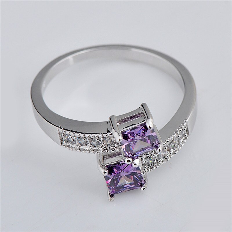 Charm Female Ladies Purple Stone Ring Vintage Love Engagement Ring Luxury Wedding Bands Rings For Women Jewelry