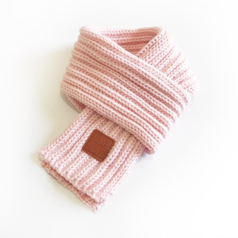 Flickor vinter halsduk baby rosa färg härlig bomull stickad barn halsduk solid vinter varma halsdukar barn pojke flicka: Rosa