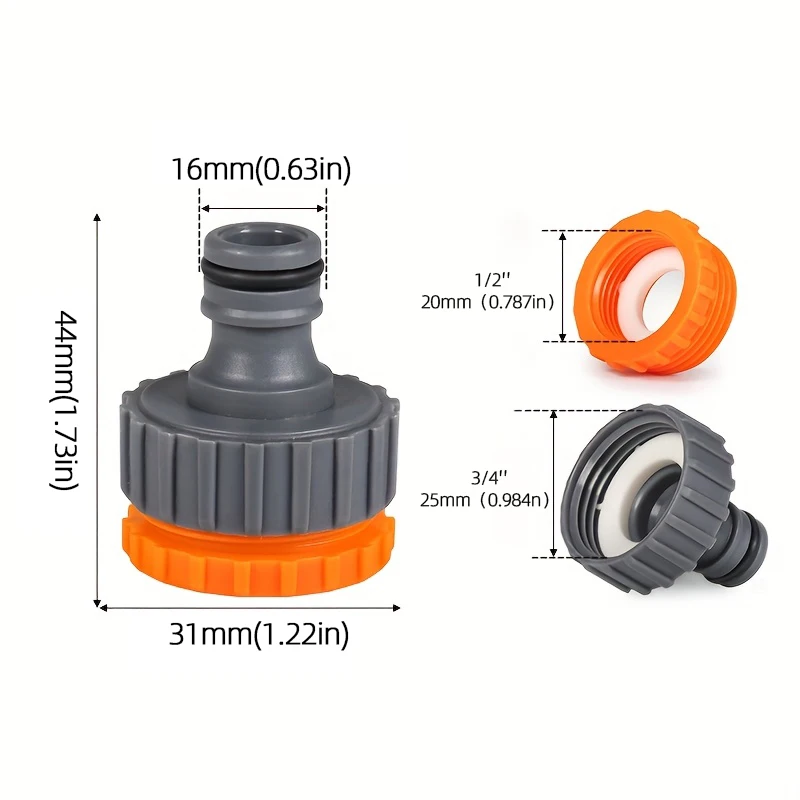 3/5/10- stk. kranadaptere med innvendig gjenge ,  - 1/2 " og 3/4 " hurtigkobling for krankoblinger for hage-/vanningssystemer