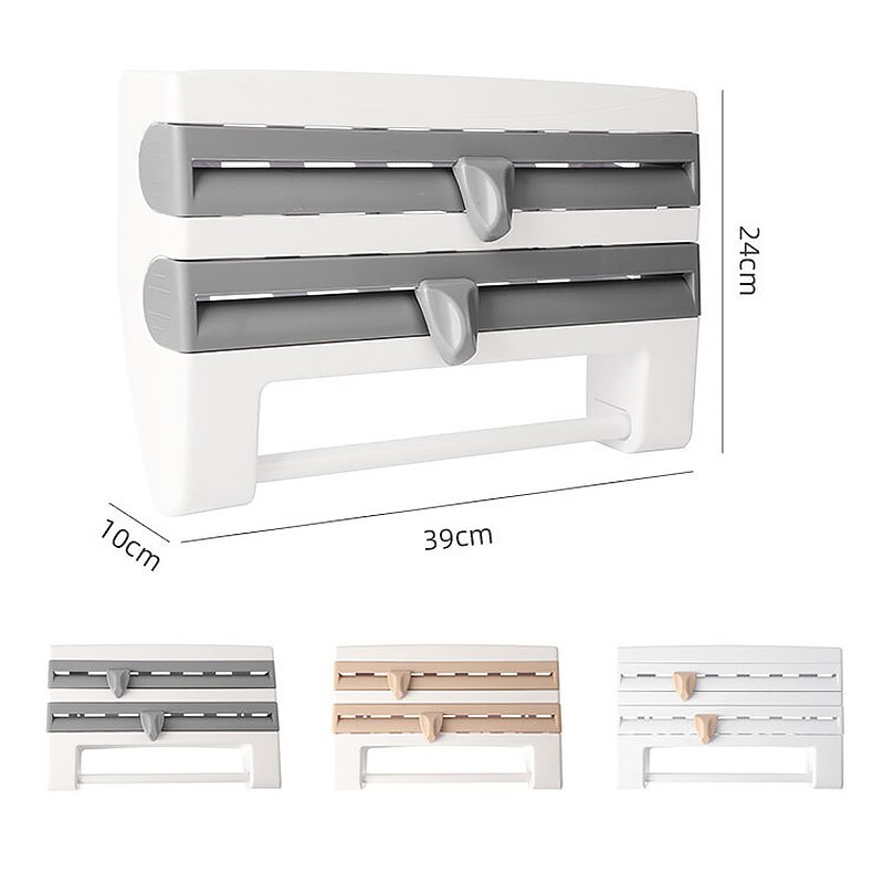 Keuken Cling Film Tin Folie Papier Snijden Houder Plank Keuken Organizer Plastic Wrap Saus Fles Opbergrek Folie Cutter