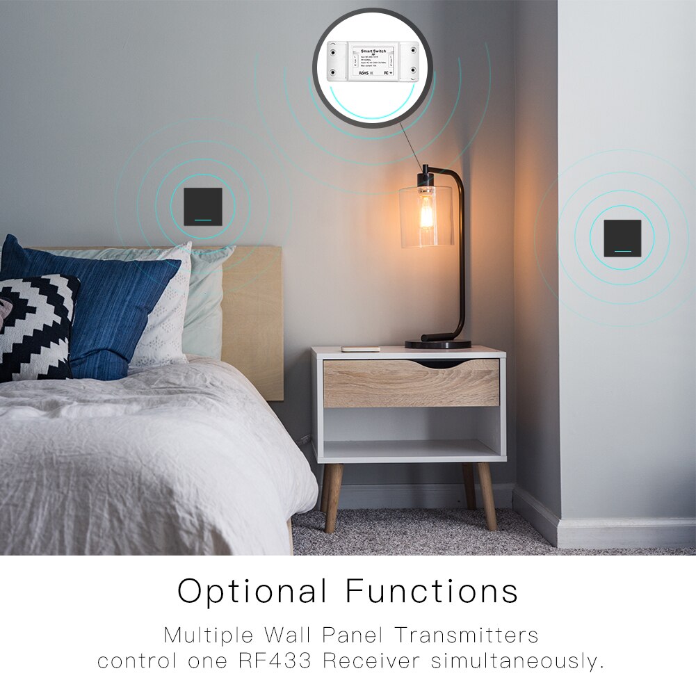 433Mhz Draadloze Smart Switch Rf Afstandsbediening Ontvanger Drukknop Controller Wandpaneel Zender, 2 Way/3 Way Multi-Controle