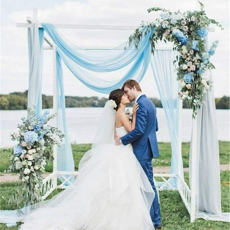 Chiffon Bogen Gardinen Tafel draussen Hochzeit Hintergrund Vorhang Zeremonie Drapieren Schleier Laube Stoff Veranstaltung Party Vorhänge DIY Dekor