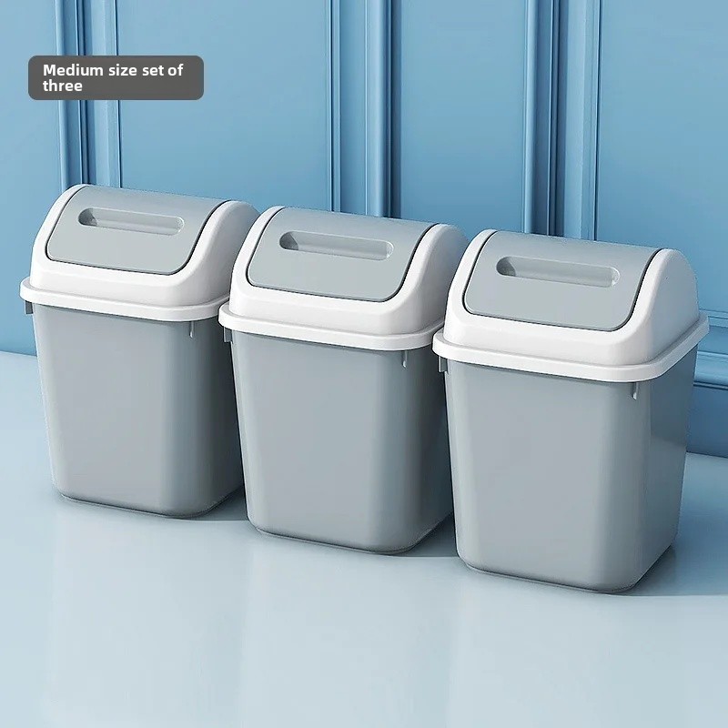 Duży, szczelny kosz na śmieci robić domu, łazienki, kuchni, salonu z pokrywą, plastikowy kwadratowy pojemnik na odpady robić sypialni.: Beżowy