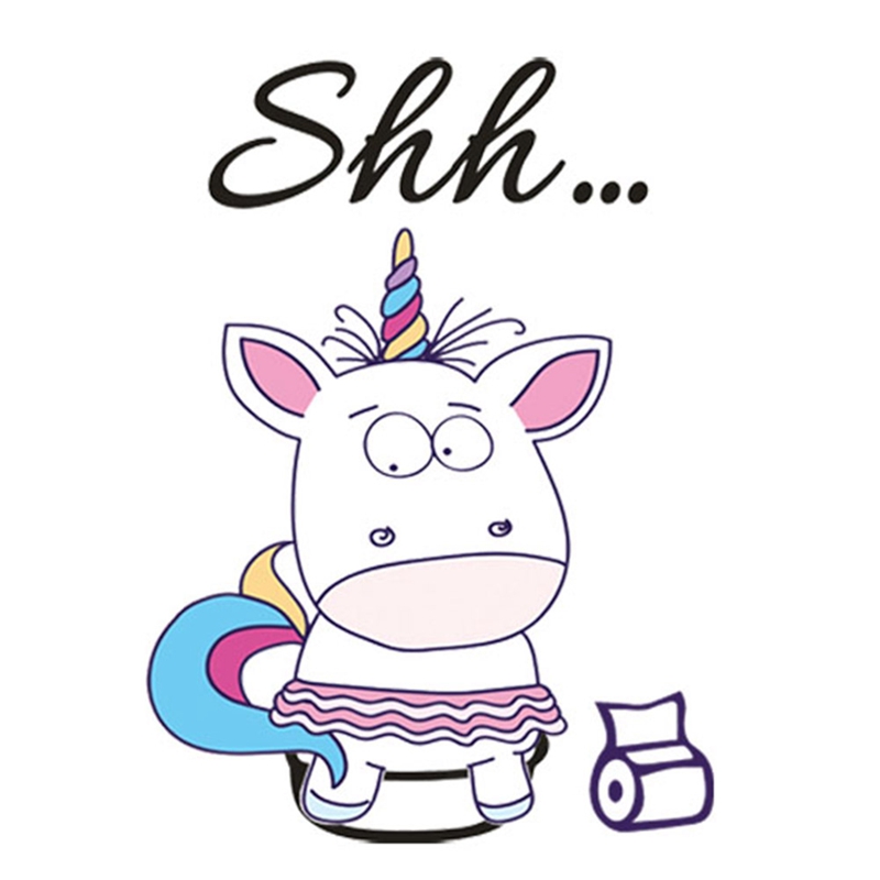 Cartoon Unicorn Toilet Stickers Waterproof Wall Sticker Home Bathroom WC Decoration Decals Diy Funny Vinyl Mural Art