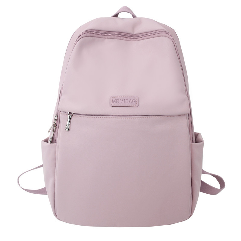 Damen-laptop-rucksack aus nylon, schultertasche im preppy-stil, einfarbig, ideal für mädchen: Rosa