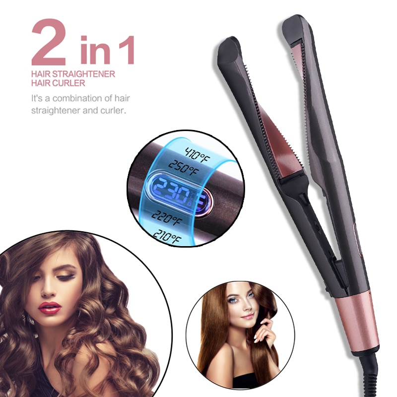 Curl e em linha reta confiança s6606 s8500 profissional onda espiral curling ferro ferramentas de estilo 2 em 1 modelador cabelo &amp; straightener