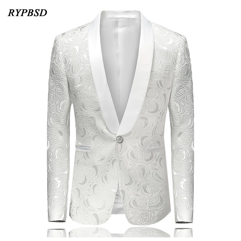 Chaqueta de traje informal para hombre, Blazer Floral blanco ajustado, trajes de , trajes de negocios para boda,