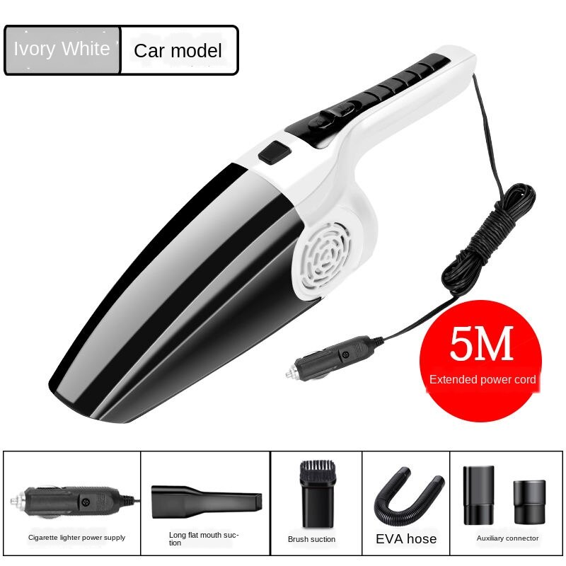 12V Car Vacuum Cleaner for Car Portable Vacuum Cleaner Handheld 100W Mini Car Vacuum Cleaner Auto Aspirador Coche: white A