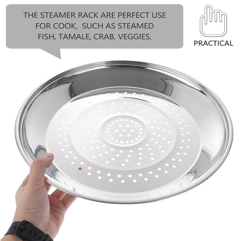 Plato humeante de acero inoxidable con agujeros, estante de vapor grueso, utensilios de cocina para platos de comida (para Wok de 30/34cm), 1 ud.