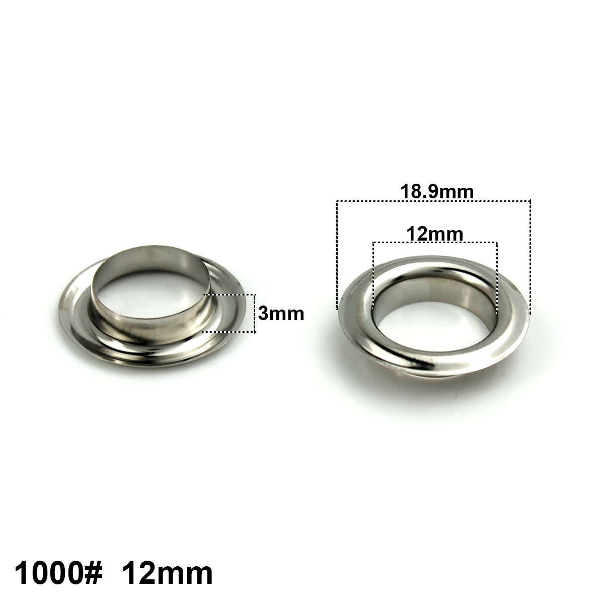 Œillets en laiton avec rondelle de 12mm, 100 ensembles, anneaux ronds pour chaussures, sac, chapeau, ceinture, #1000