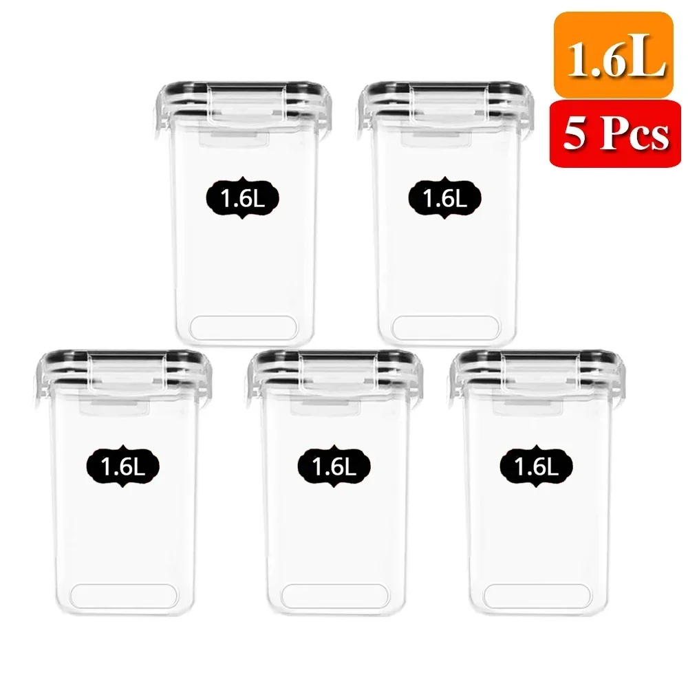 Food Storage Containers Kitchen Organizer and Storage Container with Lids Refrigerator Noodle Box Tank Sealed Cans 5Pcs Set: light yellow