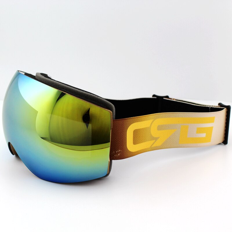 Azuurblauwe lens gouden montuur merk skibrillen double  uv400 anti-condens grote skibrillen skibrillen heren dames sneeuw snowboardbrillen