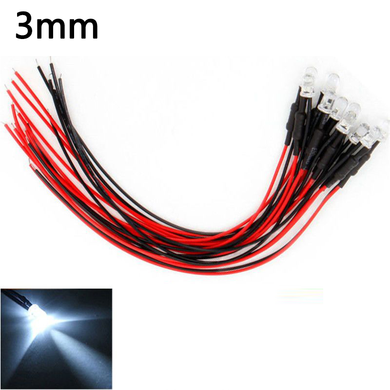Luces LED de 10 piezas para coche de control remoto, accesorio de 3mm/5mm, 12v para 1/10 RC Crawler Drift Car TRX4 Defender AXIAL SCX10 D90 1/14 Tamiya RC Truck Scania Actros Part: Verde claro