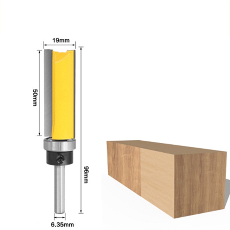 1pc 1/4 inch Shank Flush Trim Router Bit Pattern Bit Top Bottom Bearing 1/2" Blade Template Wood Milling Cutter: NO9
