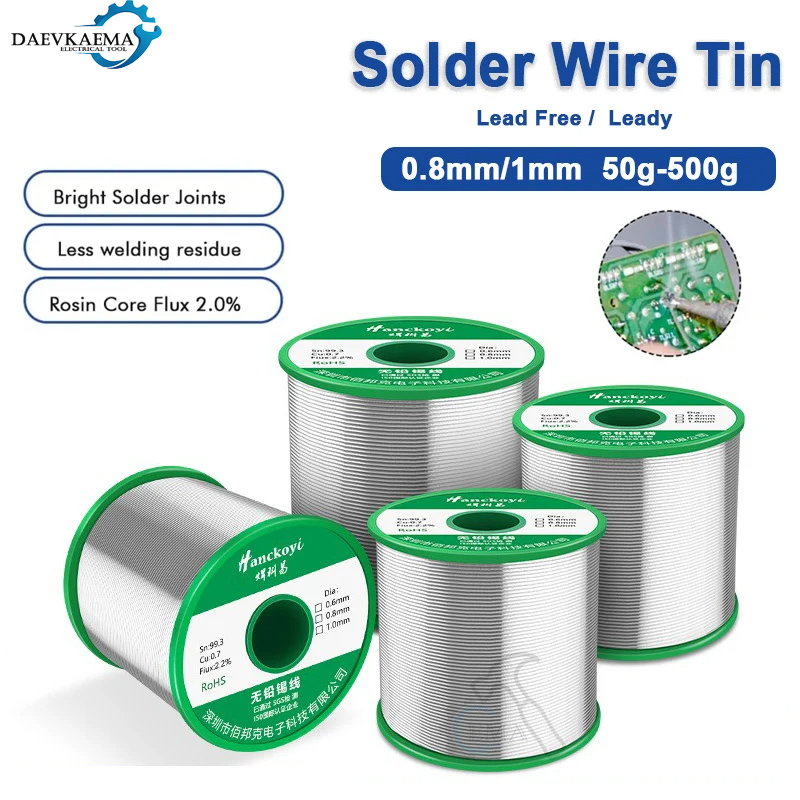 50g-500g loddetintråd miljøvenlig lavt smeltepunkt ingen rengøring nødvendig  sn99.3 cu 0.7 blyfri/blyholdig loddetintråd
