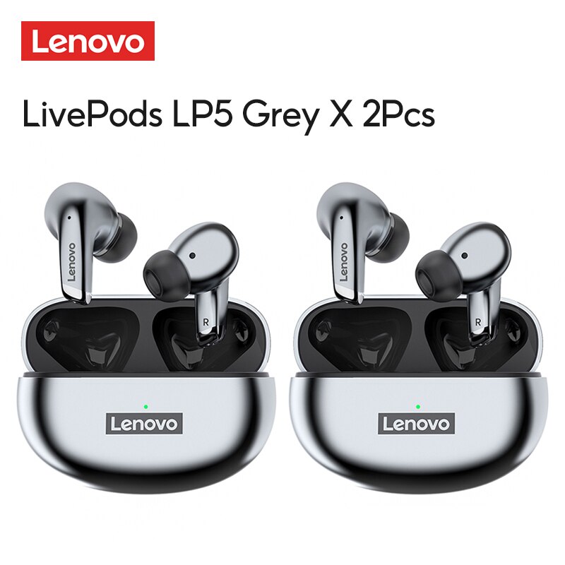 Lenovo LP5 Mini Bluetooth Oortelefoon 9D Stereo Waterdichte Draadloze Oordopjes Voor Iphone 13 Xiaomi Bluetooth Hoofdtelefoon Met Mic: Titanium Gray X2