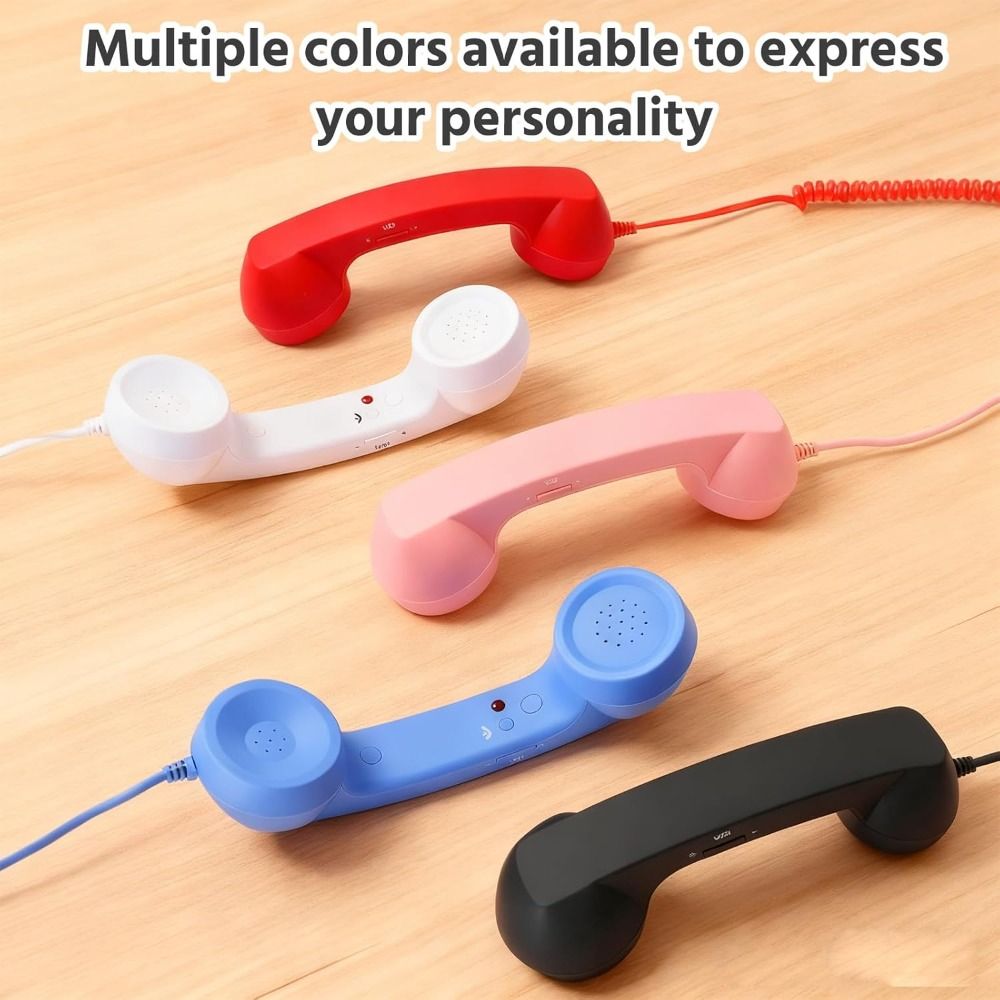 with Microphone Phone Handset Type-C Telephone Style Landline Handle Receiver Tangle Free Wire Handheld Cell Phone Receiver