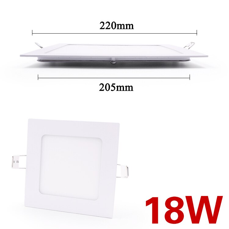 LED panel light Ultra thin Downlight lamp 3W 4W 6W 9W led ceiling lights recessed grid downlight slim round panel light: Square white 18W